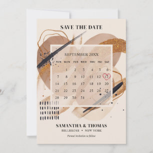Chique Terracotta roos gouden glitter borstels kal Save The Date