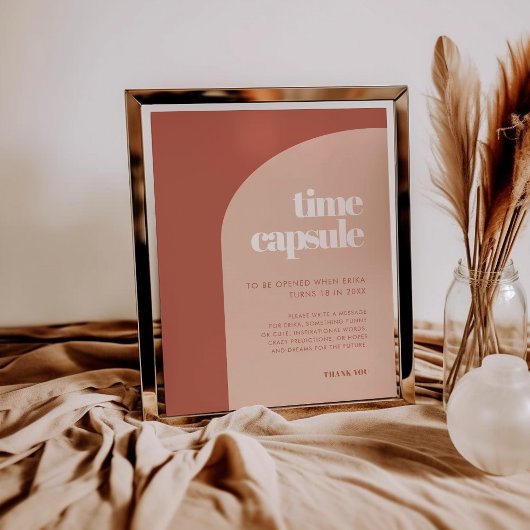 Chique Terracotta Tijdcapsule 1e Verjaardag teken Poster