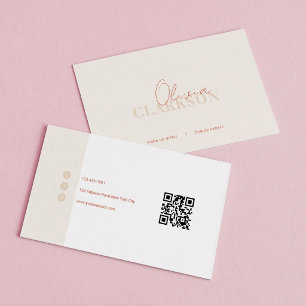 Chique Terracotta Zand Minimalistische Qr Code Visitekaartje