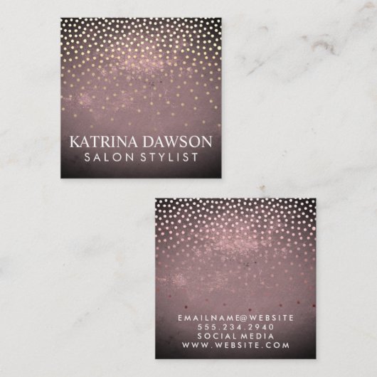 Chique textuur en Polka Dots Vierkante Visitekaartje (Voorkant / Achterkant)