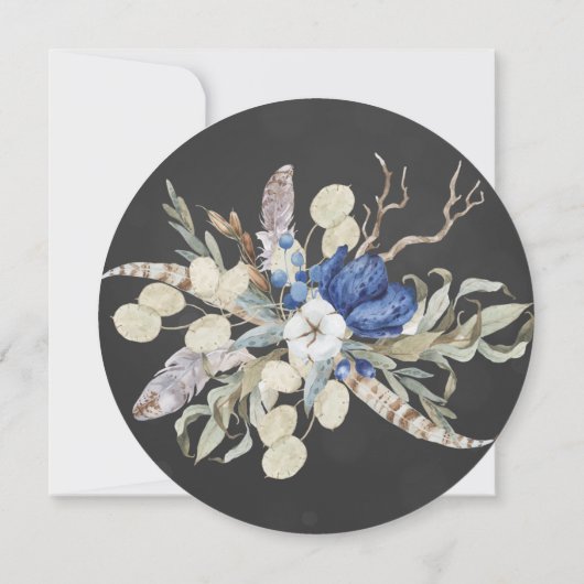 Chique Thanksgiving Potluck Diner Waterverf Bloeme Kaart (Achterkant)