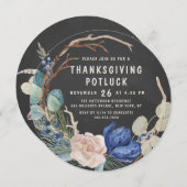 Chique Thanksgiving Potluck Diner Waterverf Bloeme Kaart (Voorkant / Achterkant)