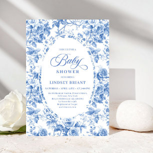 Chique Tijdloze Koninklijk Blauwe Toile de Jouy Ba Kaart