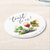 Chique toast op ons Waterverf wijnthema Ronde Kartonnen Onderzetter (Gebogen)