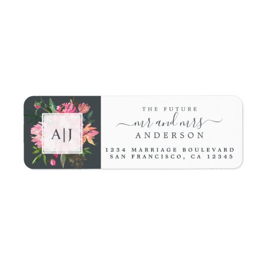 Chique Toekomstige Mijnheer Mevrouw Monogram Trouw Etiket (Voorkant)