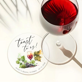 Chique toost op ons waterverf wijn thema ronde kartonnen onderzetter