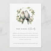 Chique Tortelduifjes Botanische krans Trouwgegeven Informatiekaartje (Voorkant)