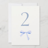 Chique & Trendy Blauw Lint Bruiloft Tafelnummer (Voorkant)
