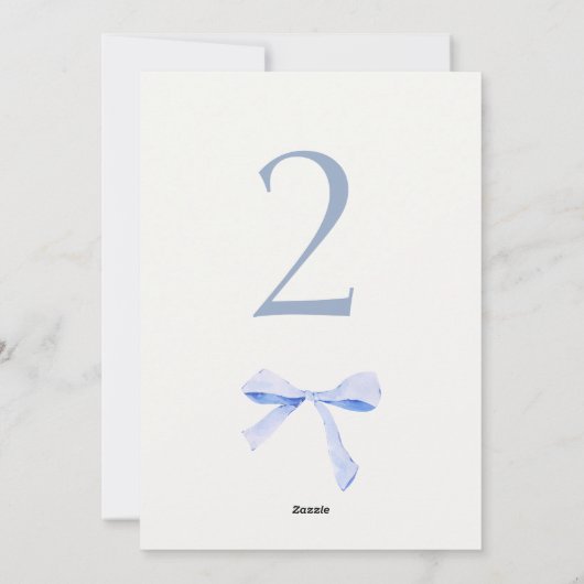 Chique & Trendy Blauw Lint Bruiloft Tafelnummer (Achterkant)