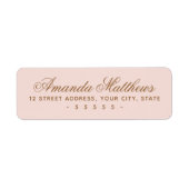 Chique trendy blush roze kalligrafie script adres etiket (Voorkant)