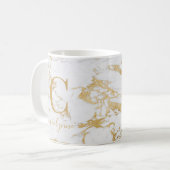 Chique Trendy Gouden Folie Marmer Monogram Koffiemok (Voorkant links)