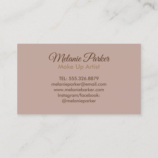 Chique trendy gouden make-up artist roos visitekaartje (Achterkant)