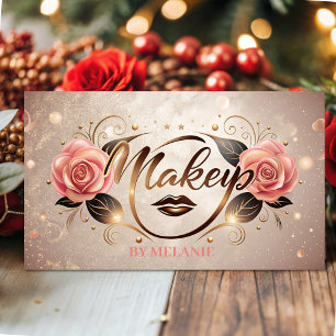 Chique trendy gouden make-up artist roos visitekaartje