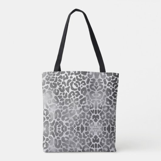 Chique Trendy Grijs Cheetah Dier Print Monogram Tote Bag (Achterkant)