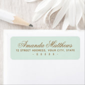 Chique trendy mintgroene kalligrafie script adres etiket (Insitu)