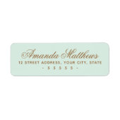 Chique trendy mintgroene kalligrafie script adres etiket (Voorkant)