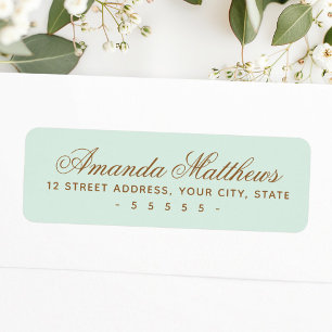 Chique trendy mintgroene kalligrafie script adres etiket
