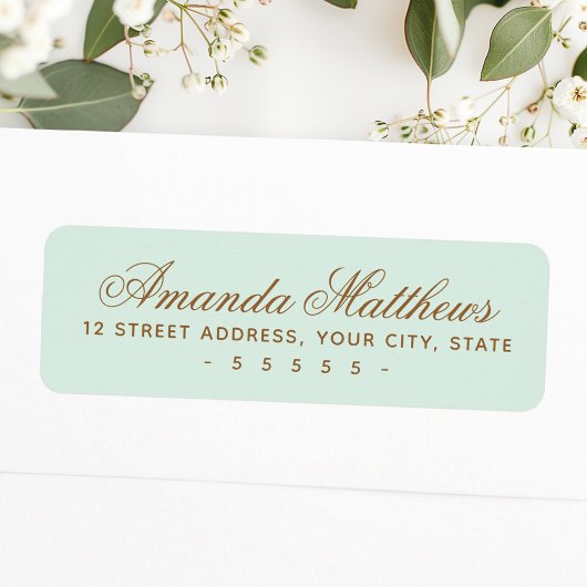 Chique trendy mintgroene kalligrafie script adres etiket