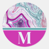 Chique trendy modern initiaal monogram ronde sticker (Voorkant)