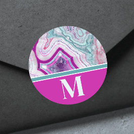 Chique Trendy Modern Initiaal Monogram Ronde Sticker