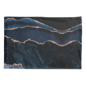 Chique Trendy Navy Blue Agaat Roos Gouden Glitter Kussensloop (Achterkant)