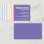 Chique Trendy Rainbow White Stripes Visitekaartje (Voorkant / Achterkant)