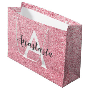 Chique & trendy roze gouden glitters glittert mono groot cadeauzakje