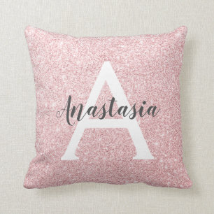 Chique & trendy roze gouden glitters glittert mono kussen