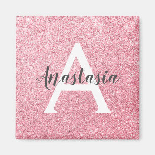 Chique & trendy roze gouden glitters glittert mono magneet