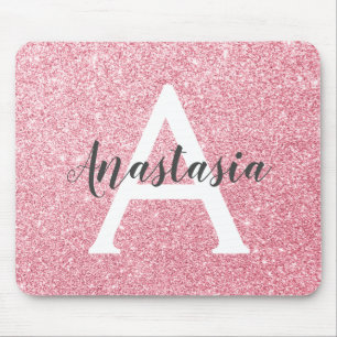 Chique & trendy roze gouden glitters glittert mono muismat