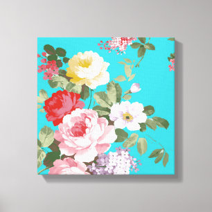 Chique trendy roze rood bloemenmotief rozen canvas afdruk