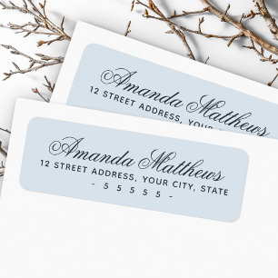 Chique trendy stoffig blauwe kalligrafie script ad etiket