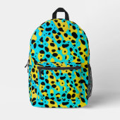 Chique trendy turquoise luipaard patroon en naam bedrukte rugzak (Voorkant)