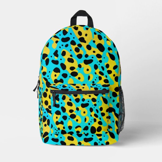 Chique trendy turquoise luipaard patroon en naam bedrukte rugzak (Voorkant)