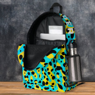Chique trendy turquoise luipaardpatroon en naam bedrukte rugzak
