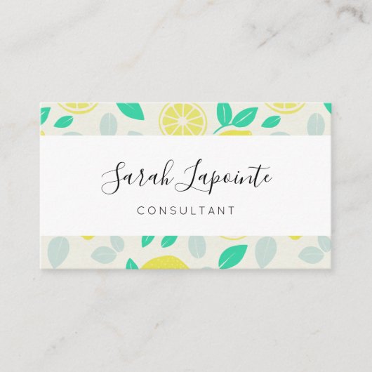 Chique & Trendy zomer citroen patroon in crème Visitekaartje (Voorkant)