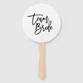 Chique Trendy Zwart Borstel Script Team Bride Handwaaier (Voorkant)