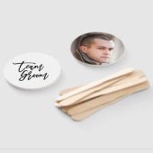 Chique Trendy Zwart Borstel Script Team Groom Hand Handwaaier (Niet-gemonteerd)