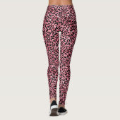Chique trendy zwart roze luipaardprint leggings (Achterkant)