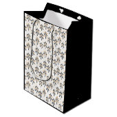 Chique trendy zwarte gouden kerstbomen vakantie  medium cadeauzakje (Voorkant Gekanteld)