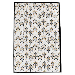 Chique trendy zwarte gouden kerstbomen vakantie  medium cadeauzakje