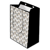 Chique trendy zwarte gouden kerstbomen vakantie  medium cadeauzakje (Achterkant Gekanteld)
