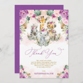 Chique Tropical Boho Oerwoud Wilde Dieren Baby sho Bedankkaart (Voorkant / Achterkant)