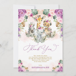 Chique Tropical Boho Oerwoud Wilde Dieren Baby sho Bedankkaart