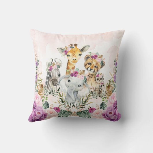 Chique Tropical Oerwoud Safari Wilde Dieren Baby M Kussen (Achterkant)