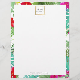 Chique Tropical Print Waterverf Designer Briefhoofd