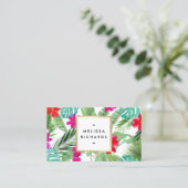 Chique Tropical Print Waterverf Designer Visitekaartje (Staand voorkant)