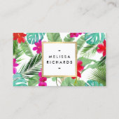 Chique Tropical Print Waterverf Designer Visitekaartje (Voorkant)