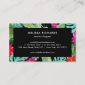 Chique Tropical Print Waterverf Designer Zwart Visitekaartje (Achterkant)