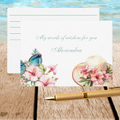 Chique Tropical Roze Bloemen Strand Vrijgezellenfe Informatiekaartje